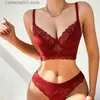 Set di reggiseni Moda sexy Set di biancheria intima di pizzo trasparente Lingerie erotica Anello in acciaio da donna Mutandine del reggiseno Set di 2 pezzi Set di pigiami cavi sexy T231027