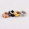 Hoop Earrings Fashion Men Women Crystal Small Color Black Stainless Steel Round Setting Huggie Jewelry