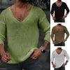 Pulls pour hommes Hommes Pull de couleur unie Col en V Polyvalent Loose Fit Tricots décontractés pour le printemps