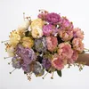 Fiori decorativi Piante Teste di fiori finti Bouquet Seta artificiale 7 Peonia Decorazione domestica Steli di erba