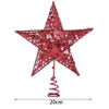Dekoracje świąteczne 20 15 cm Topper Star Gold Glitter Iron Red Sliver gwiazdy Wesołych Świąt Bożego Narodzenia 231027