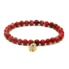 Whole Womens Jewelry 6mm Red Sea Sediment Imperial Stone Beads with Micro Inlay Zircons Fatima Hand Hamsa Bracelets2697