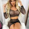 Seksi set erotik seksi elbise çift eşcinsel bodysuit iç çamaşırı şeffaf fishnet içi boş sling bandaj erotik örgü elbise seksi kadın T231027