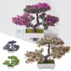 装飾的な花人工植物ボンサイポットシミュレーションパインツリーシミュレートされた植木鉢偽の小さな家の装飾