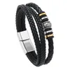 Charm Armband Herrläderarmband Multi-Layer Woven Trend Personlighet Alloy Magnetic Buckle Jewelry Gift
