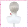 Catsuit Costumes Tokyo Revengers Kurokawa Izana Cosplay Sier White Short with Earrings Heat Resistant Fiber Hair Wigs + Free Wig Cap