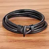 Top 2019 Fashion Hook Leather Bracelets For Men Popular Boys Knight Courage Bandage Charm Black Anchor Bracelets X0706333C