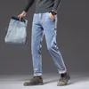 Men s Jeans Winter Fleece Thick Warm Classic Brand Business Casual Fitted Straight Stretch Mid high Waist Denim 231027