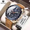 Horloges BENYAR Topmerk Heren Horloges Lederen Band Luxe Waterdichte Sport Quartz Chronograaf Militair Horloge Klok Reloj Hombre 231027