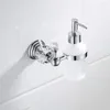 Sıvı Sabun Dispenser Parlak Gümüş Kristal Duvara Monte Pirinç Tavak Cam Şişe El dezenfektan Banyo Fikstür