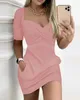 Casual Dresses Cross Pocket Design Half Sleeve Dress 2023 Selling Fashion Women's Wear