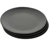 Dinnerware Sets 4 Pcs Black Melamine Plate Round Dish Flat Bottom Plastic Plates Sashimi Kitchen Serving Tray