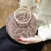 Avondtassen Luxe Clutch Bag 2023 Ronde Ring Mini Handtas Schoudertasje Party Ronde Kristallen Borduren Koppelingen Strass Portemonnee