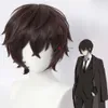 Catsuit kostymer dazai osamu anime bungo stray dogs cosplay kort brun svart värmebeständig syntetisk hår halloween fest peruker + peruk lock