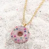 Iced Out Colorful Donuts Pendant Halsband Fashion Mens Womens Couples Hip Hop Rose Gold Halsband smycken265a