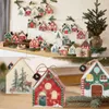Emballage cadeau Boîte de bonbons de Noël Boîtes de forme de maison Décorations de joyeux 2023 Année Sacs d'emballage de fête d'anniversaire Cadeaux pour enfants