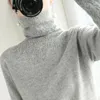 Kvinnors tröjor Cashmere Cotton Blend Hollow Out Turtleneck Women Pullover 2023 Autumn Winter Korean Fashion High Collar Jumper Sticked