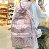 Torby szkolne Lady Cute Cow Print Nylon Laptop College Plecak Girl Waterproof Kawaii Cartoon Book Bag Women Travel School Torebka Moda