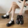 Scarpe eleganti Lolita Ragazza Piattaforma Tacchi alti neri Moda Punta tonda Jane Donna Brevetto Ecopelle Studente Cosplay Fibbia Décolleté