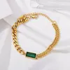 Chokers 316L roestvrijstalen bedel groene steen zirkoon armband voor dames Acier Inoxidable roestvrij polssieraden Party Bijoux 231027