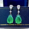 Stud Oorbellen 925 Sterling Zilver 10 14 Mm Waterdruppel Emerald Engagement Voor Vrouwen High Carbon Diamond Party Fijne Sieraden