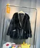 Kadın Kürk Kalışlı Mink Velvet Kadın Sıcak Out Giyim 2023 Kış Pulları V yaka gevşek hırkalar ceket orta uzunluğunda siyah kabarık palto