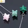 Pendant Necklaces Natural Gem Stones Merkabah Pendulums Merkaba Star Reiki Quartz Pendulum Crystal Hexagram Lapis Lazuli Onyx