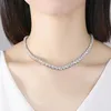 2022 Top vente mariée tennis collier étincelant bijoux de luxe 18 carats or blanc remplissage rond coupe topaze blanche CZ diamant pierres précieuses Ins Wo255V