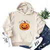 Kvinnors hoodies halloween tröja orange pumpa lite spöke tryckt hoodie tjej långärmade fickor t-shirt 2023 höstkläder