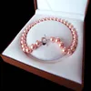 Hela sällsynta enorma 12mm äkta South Sea Pink Shell Pearl Necklace Heart Clasp 18''1241Z