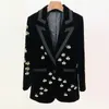 Garnitury damskie 2023 Autumn Star Fashion Slim Fit Bee Heavy Industry Diamond Aksamitne garnitur płaszcz Kobieta Koreańska luksusowa odzież