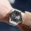 Wristwatches FNGEEN Luxury Mens Watches Stainless Steel Band Fashion Waterproof Quartz Watch For Man Calendar Male Clock Reloj Hombre S001 231027