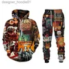 Hoodies voor heren Sweatshirts Halloween Element 3D-geprint Trainingspak voor heren Casual hoodie en broek 2-delige sets Oversized sweatshirt Mode herenkleding L231027