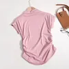 Damenpullover Sommer T-Shirt Frauen Pullover Harajuku Freizeitkleidung Tops Mädchen Y2k Mode Trendy Sweet Mock Neck All Match Rosa Koreanisch