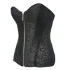 Bustiers Corsets XS-XXL女性セクシーな黒いレースアップとゴシックジップオーバーバストコルストCincher Slimming Body Shaper Plusサイズ