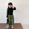 Kledingsets Kinderen Meisjeskleding Set Kinderen Trend Cargobroeken 2-delig Baby Sport Vrijetijdskleding Lente en Herfst 231026