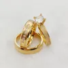 Cluster Rings American Brazil Couples 24k Gold Plated Stainless Steel Jewelry Wedding Engagement Bridal Sets For Men And Women