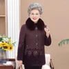 Casaco de pele feminino idosos roupas femininas inverno adicionar veludo quente jaqueta feminina avó roupa casaco parkas outerwear