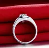 Solid 18K White Gold Ring 1CT Certified Moissanite Engagement Rings For Male Genuine Jewelry big size D Color VVS1