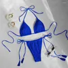 Damen-Badebekleidung, Badeanzug mit Blattmuster für Frauen, 2-teiliger Bikini, niedrige Taille, Tanga, sexy V-Ausschnitt, Hosenträger, rückenfrei, Sommer-Strand-Badeanzug