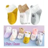 Noworodka Baby Cotton Socks Dzieci Spring i jesień Skarpetki z siatki Crimped 0-3 lata chłopców Designer Cartoon Soft Sock 3 pary/tuzin