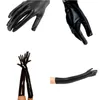 القفازات الرياضية Adt y Long Latex Gloves Black Ladies Hippop Hippop Faux Leather Clubwear Catsuit Cosplay Complay Accessory1451740 Drop Otyev