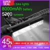 Éclairage de vélo 8000mAh 5 LED 5 * P90 éclairage de vélo étanche USB charge LED éclairage de vélo 5200 lumen lampe de poche et phare comme bloc d'alimentation 231027