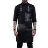 Aprons Custom Black Canvas Multi-functional Tool PU Leather Pocket Hairdresser Woodworking Overalls Kitchen Chef Waterproof Apron 231026