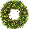 Dekorative Blumen, künstlicher Blumenkranz, Heimdekoration, PVC, 45 cm, hell, für Haustür, Wand, Party, bunte Frühlings-Sommer-Blumengirlande