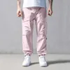 Pantaloni da uomo con tasca regolabile, pantaloni jogger solidi casual, orli con coulisse