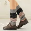 Women Socks Lolita Long Knitted Warm Foot Cover Arm Warmer Ladies Autumn Winter Crochet Boot Cuffs