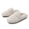 Sandales hiver chaud en peluche Mules femmes une bande fourrure pantoufles confortable coton chaussures Femme appartements couverture orteil polaire diapositives Femme laine Pantuflas 231027