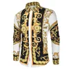 Camisa real de lujo para hombre, marca de manga larga, estampado Floral barroco, camisas formales para fiesta Hombre302F