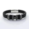 12MM Wide Braided Retro Genuine Leather Bracelet For Men Stainless steel H Bead Bracelets with Magnet Clasp289b